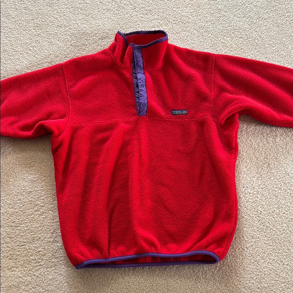 Vintage Patagonia Women's Red Fleece Synchilla Snap Sweater